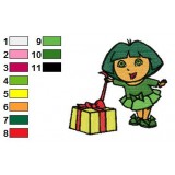 Dora and her Gift Embroidery Design